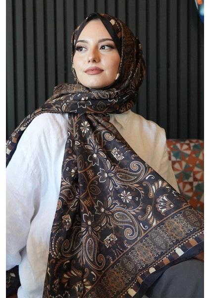 Etnik Desen Acı Kahve Soft Pamuk Şal modelleri