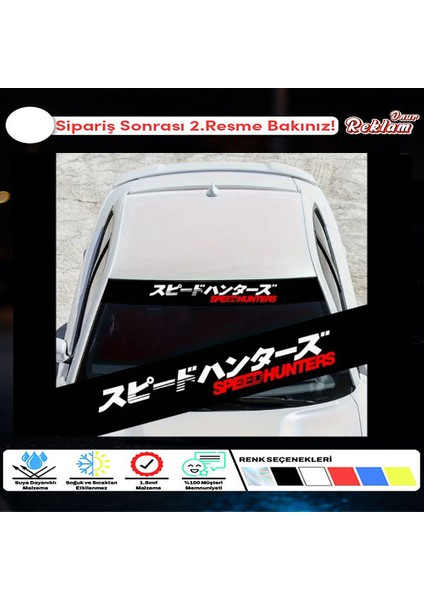 Speed Hunters Jdm Cam Stickerı – Japonca Yazılı Ön Cam Bandı – 90X15CM