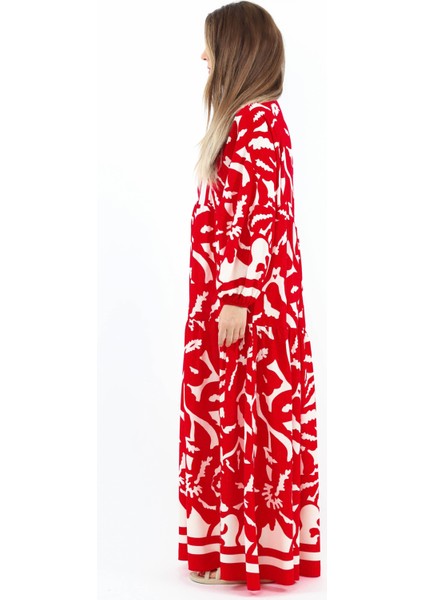 Prive Sorrento Viskon Maksi Kırmızı Uzun Elbise