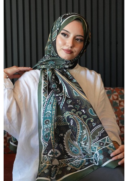 Damla Motif Desen Haki Soft Pamuk Şal