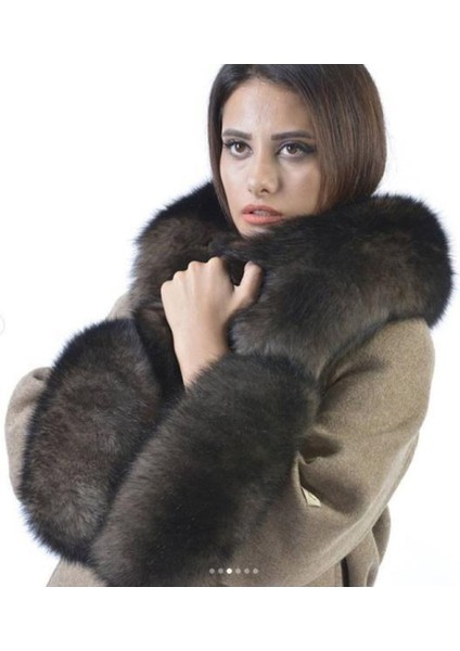 Hakiki Deri Açık Kahve Kadın Kürk Ceket Mont %100 Orijinal Deri