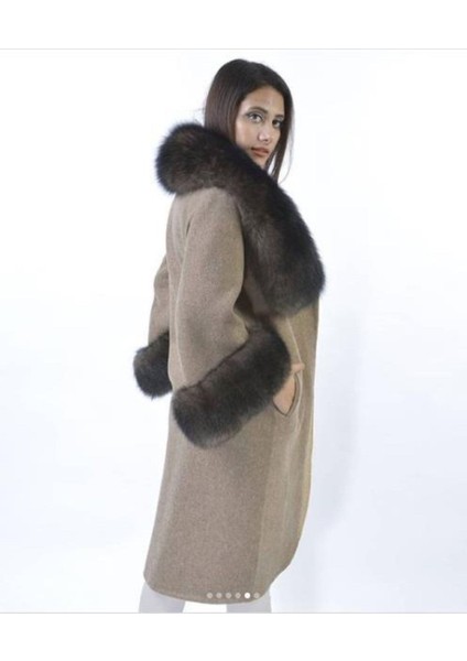 Hakiki Deri Açık Kahve Kadın Kürk Ceket Mont %100 Orijinal Deri