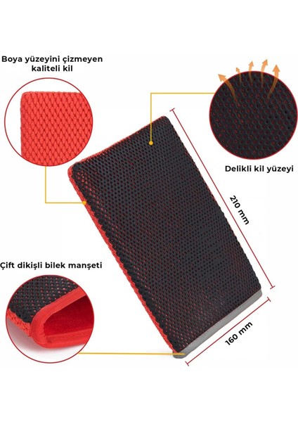 Kil Eldiveni 21X16 cm (Kırmızı) - Clay Mitt Glove Yüzey Temizleme Kili fiyatları