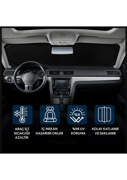 Katlanabilir Ön Cam Güneşliği – T210 Titanyum Kumaş ile Maksimum Koruma! modelleri