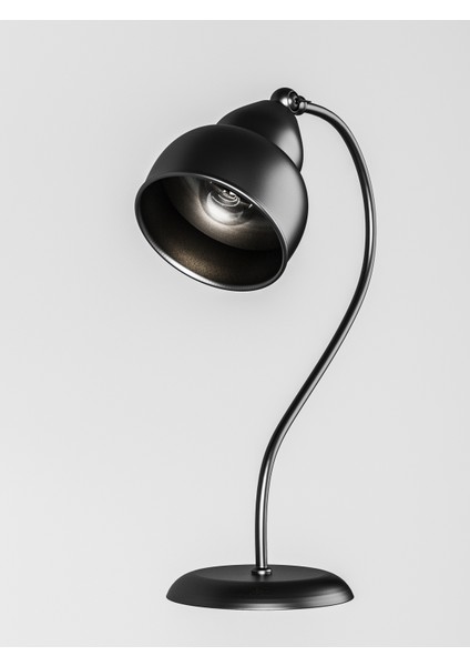 Lunera Noir Siyah Kıvrımlı Metal Masa Lambası | 90° Ayarlanabilir Başlık | E27 Duy modelleri
