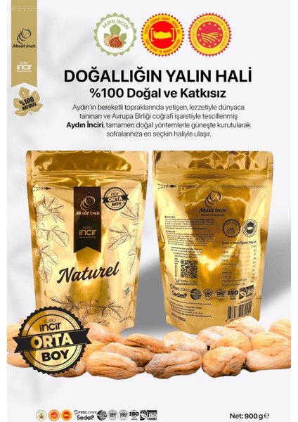 Orta Boy 900 gr Gold Doypack Kuru İncir – Aydın İnciri