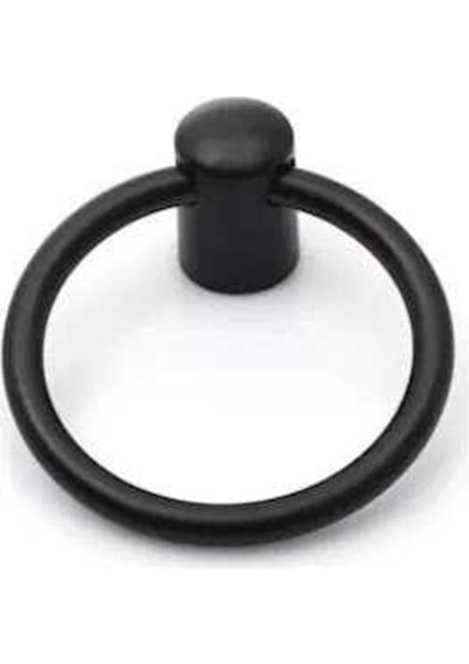 Siyah Halka Sarkaç Metal Kulp Çap 60 mm Mobilya Dolap Çekmece Vestiyer Kulpları (2 Adet)