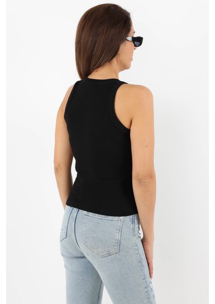 Kadın 3’lü Premium Pamuklu Fitilli Bej Krem Siyah Atlet