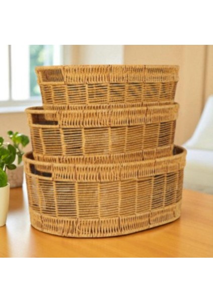 Oval Rattan Küçük Boy Sepet