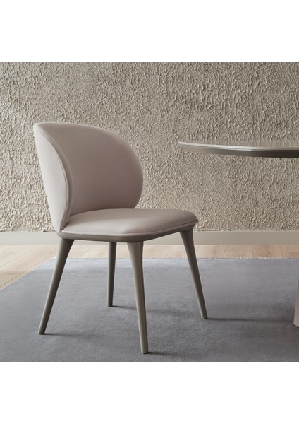 Hera Sandalye, Kadife Dokulu Kumaş - Krem