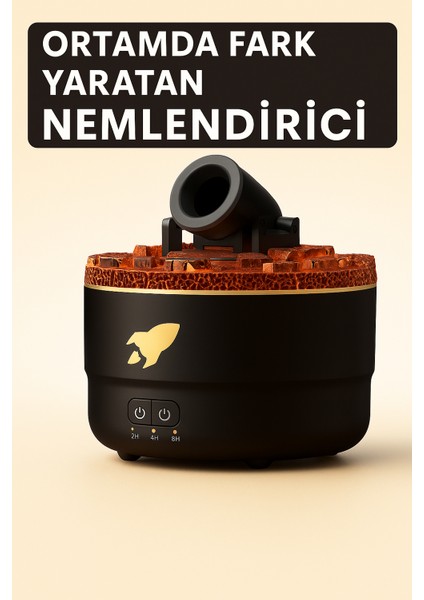 Roket Tasarımlı Renkli LED Buhar Makinesi – Ortamda Fark Yaratan Nemlendirici