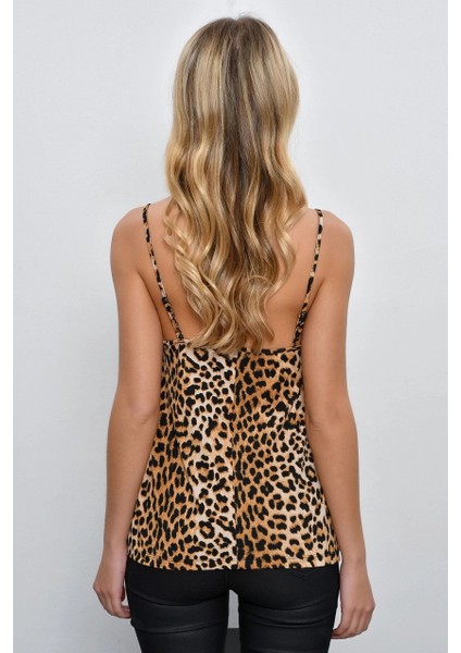 Kadın Camel Leopar Desenli Dantelli Atlet LPP50081 modelleri