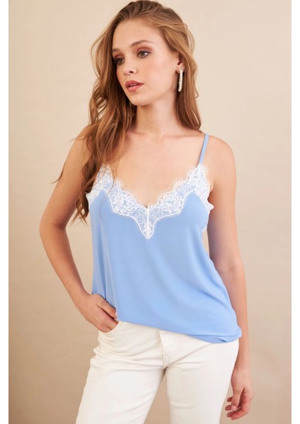 Kadın Bebe Mavi Desenli Dantelli Atlet LPP50081-90 modelleri