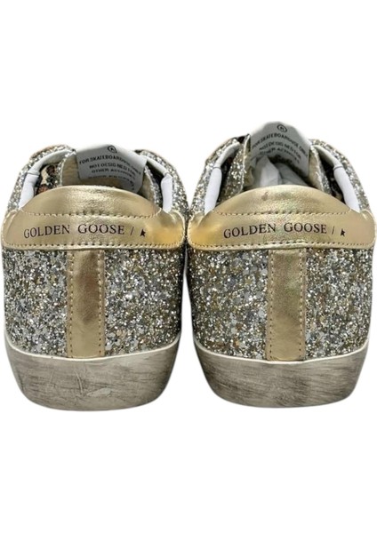 Women's Super-Star Golden Goose Glitter Sneaker - Gold Glitter Leopard Laces-Kadın Ayakkabı Sneakers indirimleri