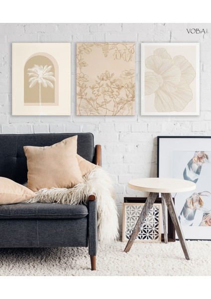 3 Paarçalı Minimalist Bohem Mdf Tablo Seti