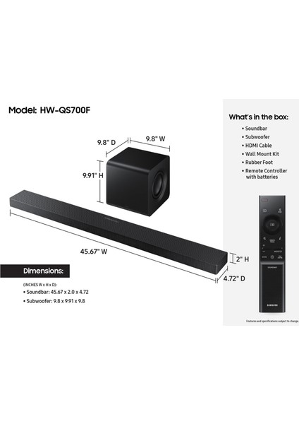 Q-Series Soundbar HW-QS700F 3.1.2 Ch Subwoofer (2025) fırsatları