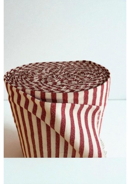 Çizgili Keten Kumaş- Kırmızı Yıkanmış Çizgili Keten 100X230 cm fiyatları