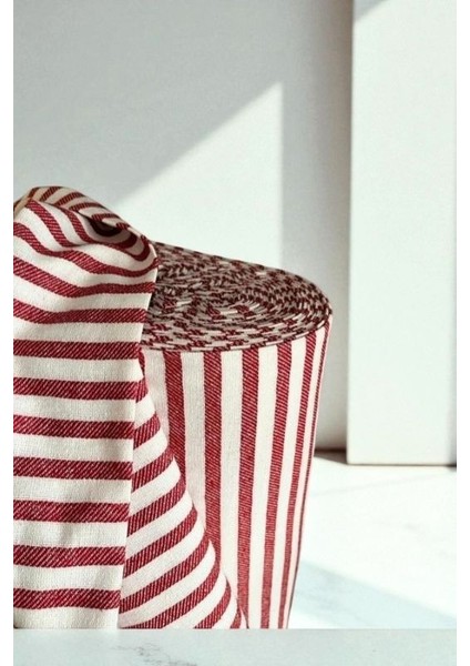 Çizgili Keten Kumaş- Kırmızı Yıkanmış Çizgili Keten 100X230 cm modelleri