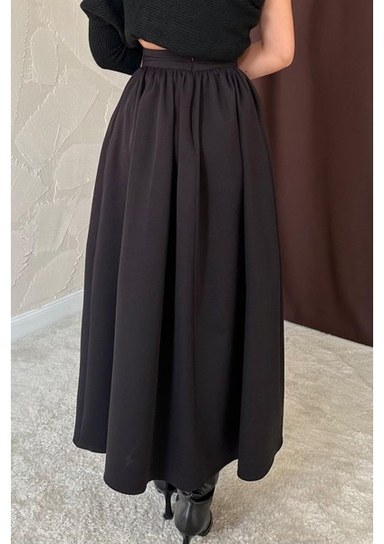 Siyah Beli Büzgülü Etek modelleri