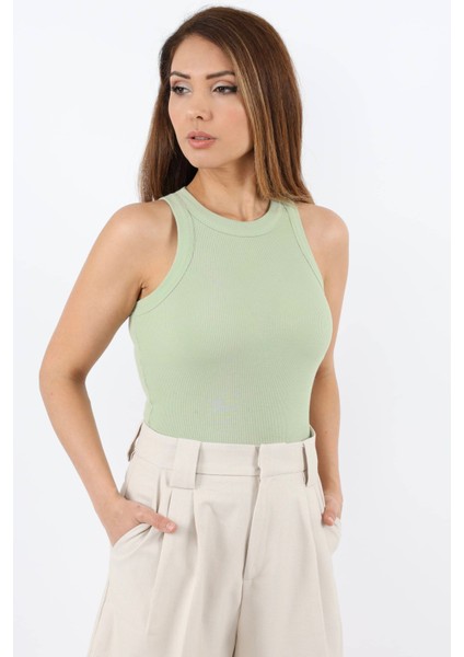 Kadın Premium Doku Çağla Fitilli Pamuklu Atlet