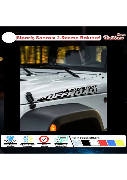 Adventure - Offroad Dağ Silüetli Araç Stickerı - Pvc Vinil - 50X10 cm