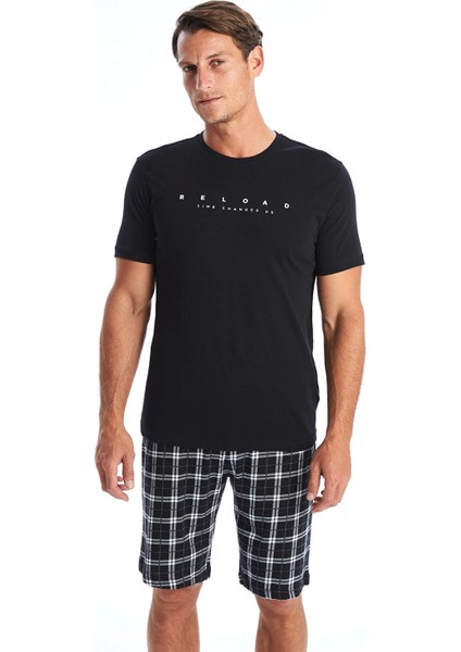 Lc Waıkıkı Siyah Standart Kalıp Erkek Şortlu Pijama Takımı
