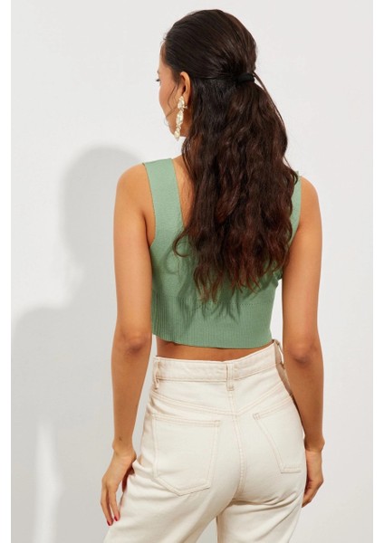 Kadın Mint Triko Crop Atlet YV118 indirimleri