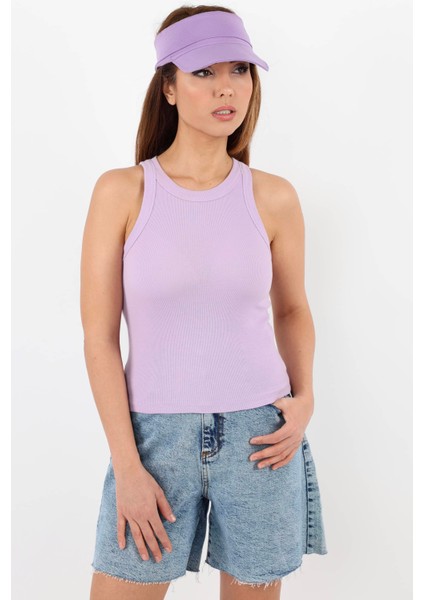 Kadın Premium Doku Lila Fitilli Pamuklu Atlet modelleri