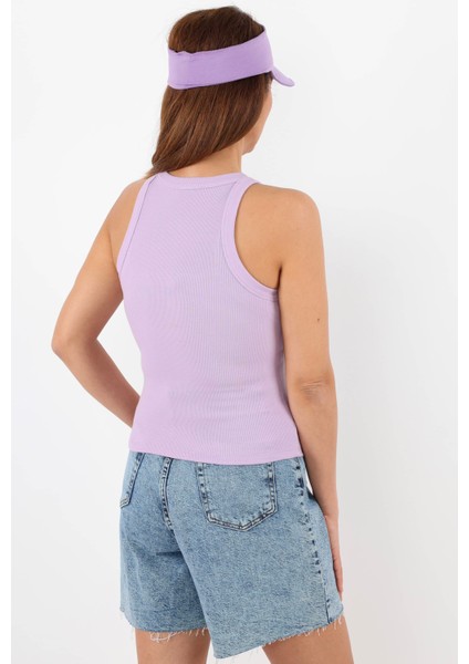 Kadın Premium Doku Lila Fitilli Pamuklu Atlet