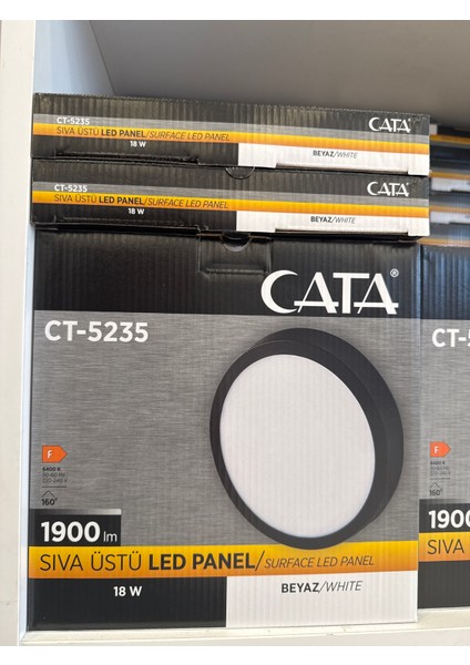 CT-5235 18 Watt Sıva Üstü Siyah Kasa Yuvarlak LED Panel Armatür Beyaz Işık fırsatları