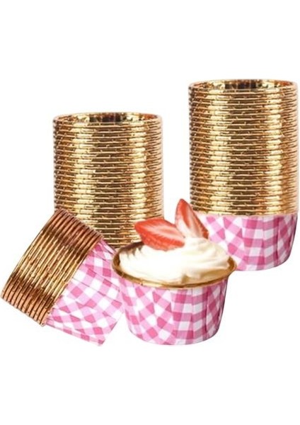 Cupcake/muffin /suffle Kek Kapsülü Pembe Desenli 50 Li