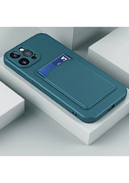 iPhone 16 Pro Kılıf Kamera Korumalı Kartlıklı Cüzdanlı Yumuşak Renkli Silikon Kapak Içi Kadife
