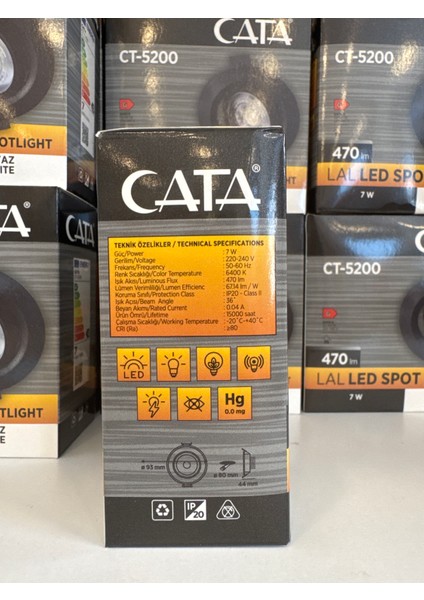 CT-5200 7W/6400K Lal LED Spot (Siyah Kasa) (Beyaz) Cata modelleri