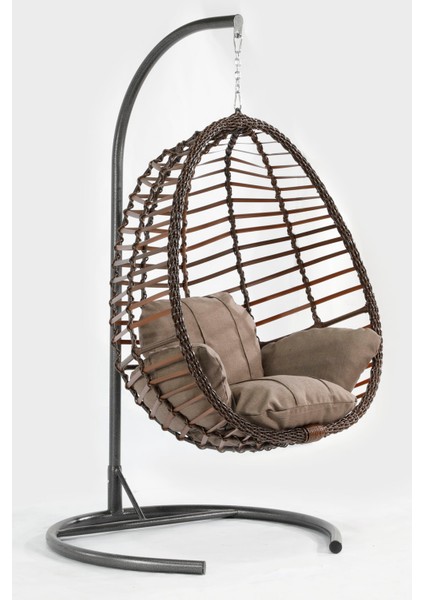Kahverengi Rattan Örgü Fındık Model Hamak Bahçe Salıncağı Balkon, Teras, Bahçe Mobilyası