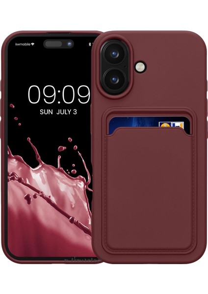iPhone 16 Kılıf Kamera Korumalı Kartlıklı Cüzdanlı Yumuşak Renkli Silikon Kapak Içi Kadife