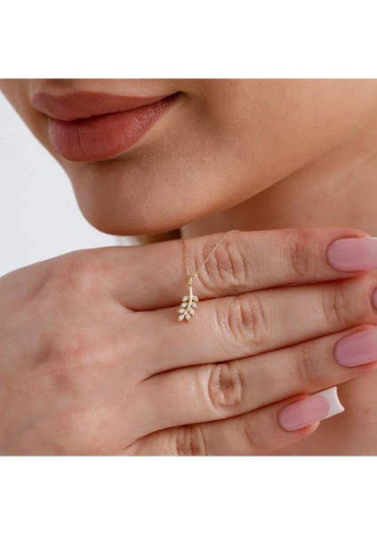 0,04 Karat Pırlanta Yaprak Kolye - PR01552 fırsatları