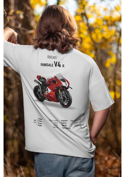 Unisex Ducati V4 R Baskılı Oversize Tshirt