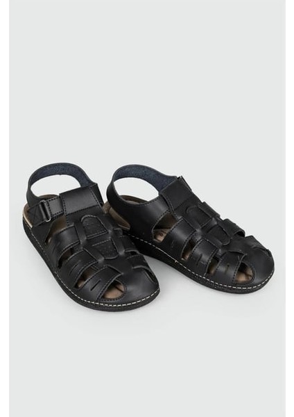 Siyah Cırtlı Erkek Sandalet Apella M0307 M modelleri