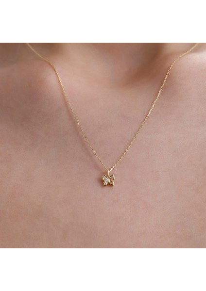 0,01 Karat Pırlanta Kelebek Kolye - PR01549 fırsatları