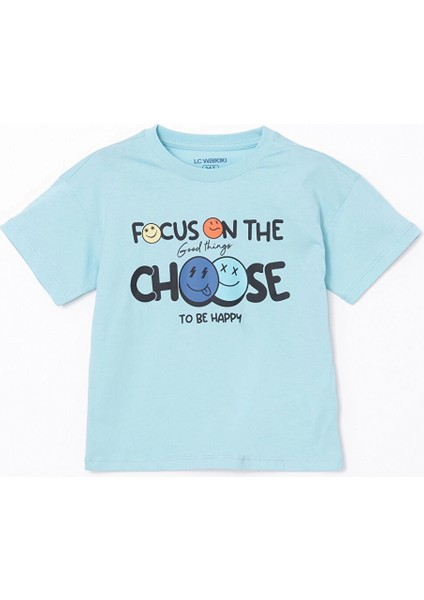 Lcw Kids Mavi Bisiklet Yaka Baskılı Erkek Çocuk Şortlu Pijama Takımı fırsatları