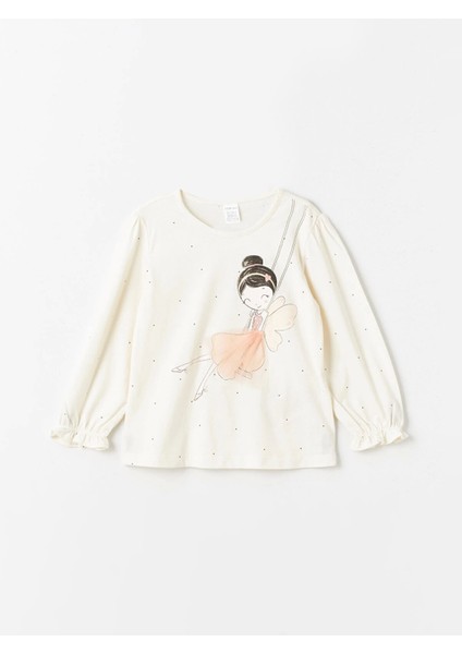Lcw Kids Ekru Bisiklet Yaka Uzun Kollu Baskılı Kız Bebek Bluz ve Tayt 2'li Takım fiyatları