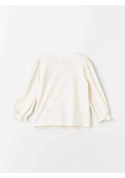 Lcw Kids Ekru Bisiklet Yaka Uzun Kollu Baskılı Kız Bebek Bluz ve Tayt 2'li Takım modelleri