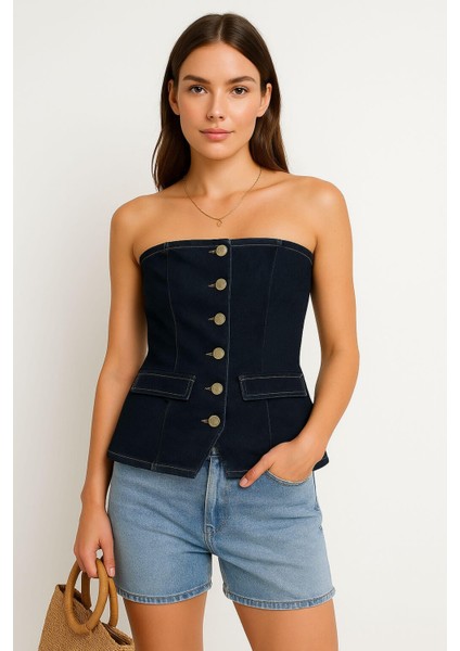 Kadın Denim Büstiyer