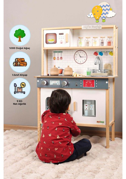 Ledli Ahşap Oyuncak Mutfak ~ Montessori Mutfak, Çocuk Mutfağı, Hediye Halı DBK101 fiyatları