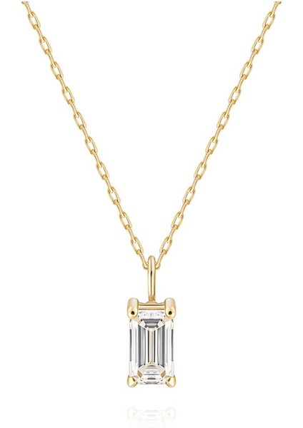 0,30 Karat Emerald Kesim Pırlanta Minimal Kolye - PR01559