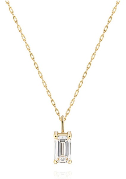 0,30 Karat Emerald Kesim Pırlanta Minimal Kolye - PR01559 fiyatları