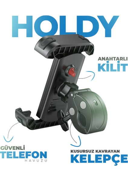 Holdy Motosiklet Telefon Tutucu Bisiklet Atv Scooter Bağlantılı Telefon Tutacağı Gidon Için fırsatları