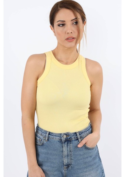 Kadın Premium Doku Sarı Fitilli Pamuklu Atlet fiyatları