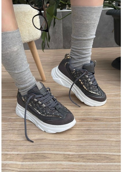 Aleid Gri Cilt Bağcıklı Spor Ayakkabı