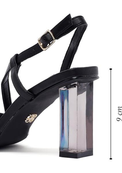 Kadın Siyah Tokalı Şeffaf Kalın Topuklu Sandalet 25SFD442618 fiyatları